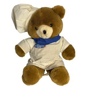 VTG 90s Schmidt's Blue Ribbon Teddy Bear Plush Chef Uniform 13" Collectible Toy‎